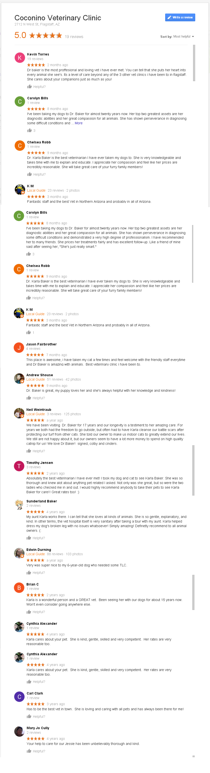 Image of reviews for coconino vet clinic